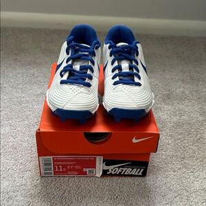 Nike Kids Softball Cleats - White and Blue